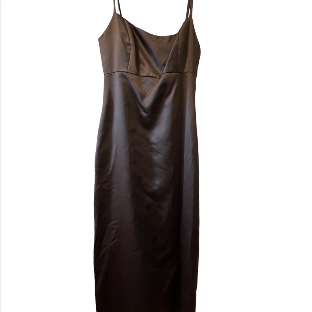 Brown satin floor length ball gown size 10